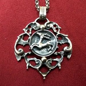 Antique Unisex BAS Silver Signed Gothic German Stag Necklace